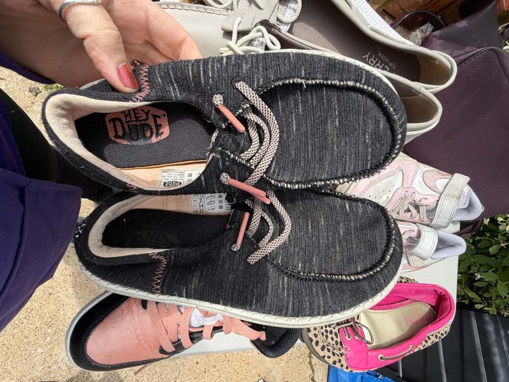 Hey Dude Wendy Youth Jersey Slip-On Shoes Black Size YT2